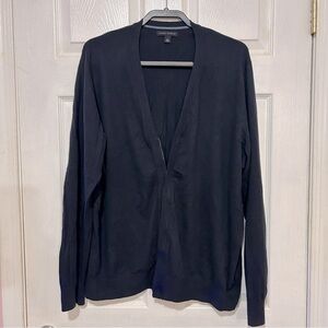 Banana Republic Full Zip Cardigan Sweater Mens XL Navy Cotton Silk Blend